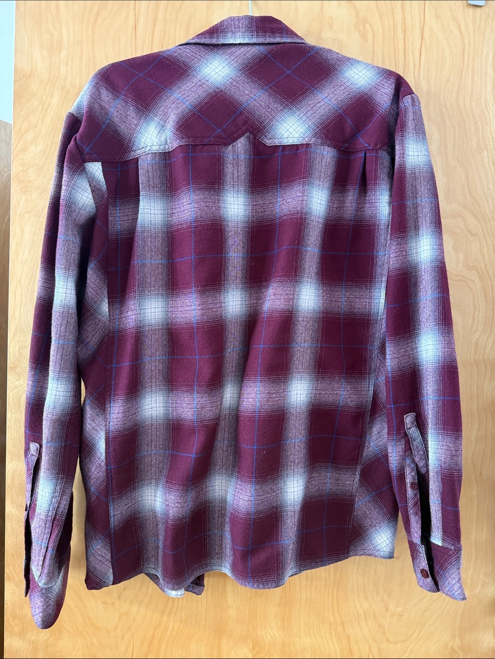 Icebreaker Burgundy & White Plaid wool Flannel Shirt - Picture 4 of 4